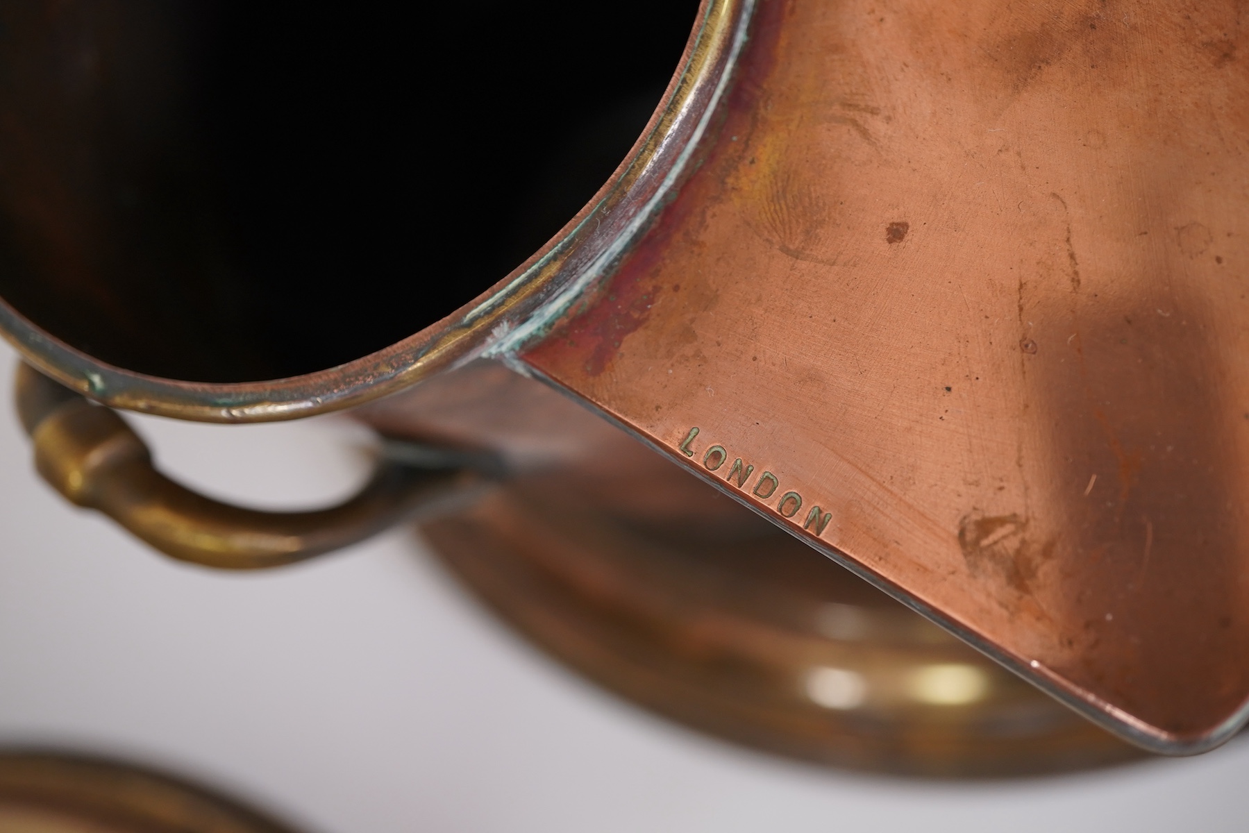 A pair of Art Deco copper and brass champagne/wine coolers, from the passenger ship SS Boston (1924-1942)